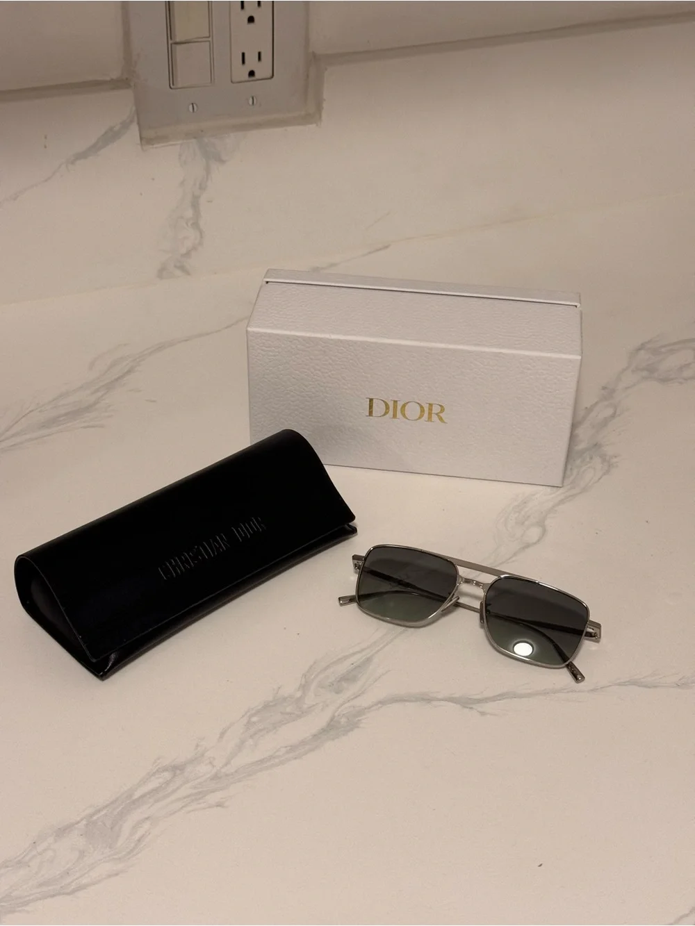 Dior BlackSuit S17U Sunglasses NEW Authentic - Made in Italy-Silver Frame